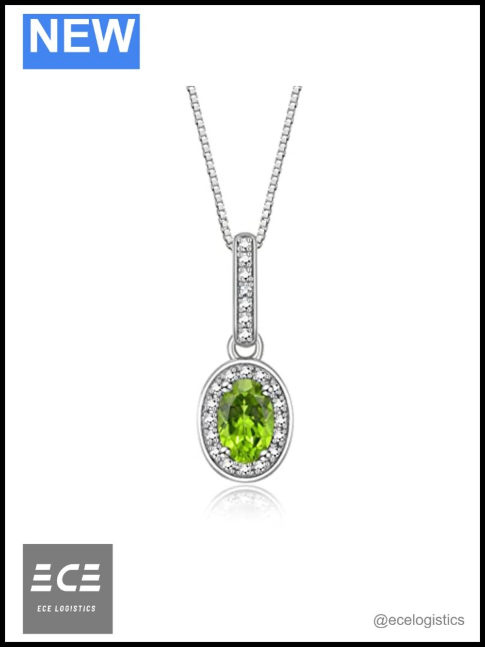 Sterling Silver Halo Pendant Necklace 18" Chain Birthstone Gemstone